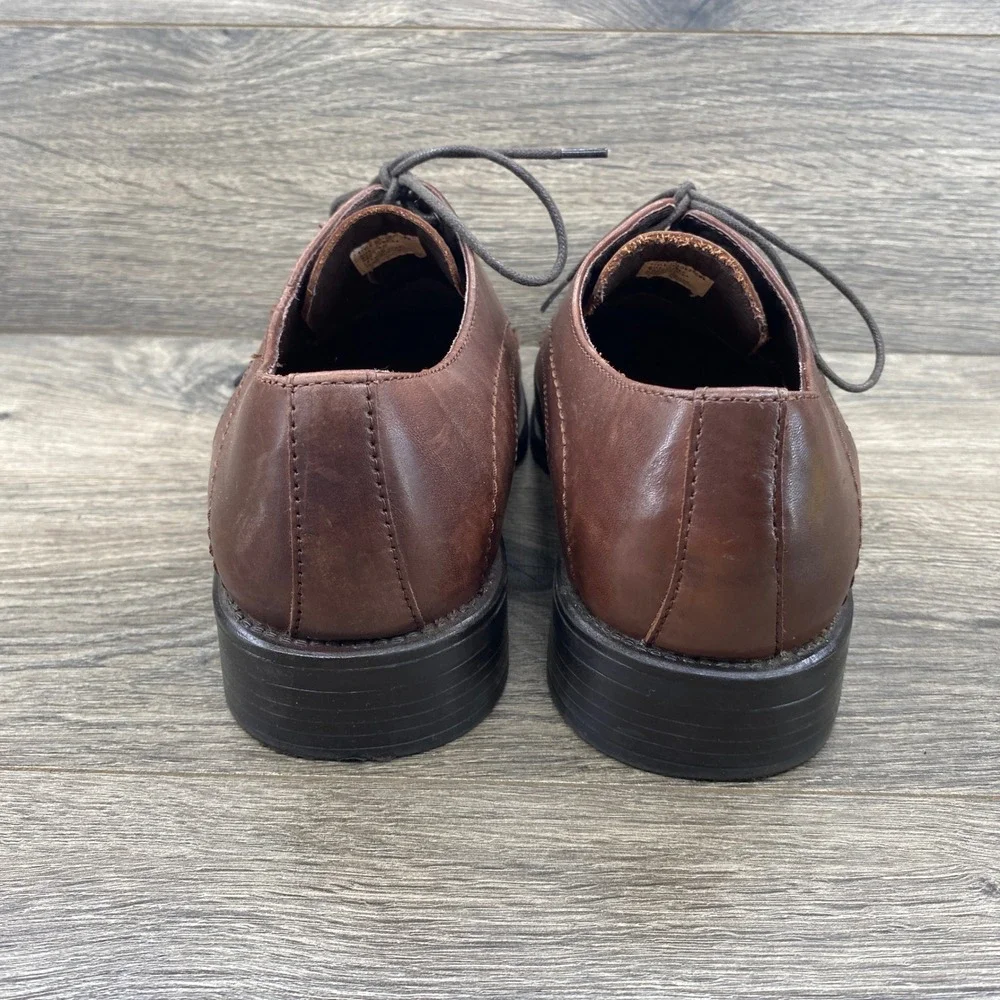 Apt. 9 Dillon Brown Oxford Shoes Mens 10M Brown Leather Square Bicycle Toe